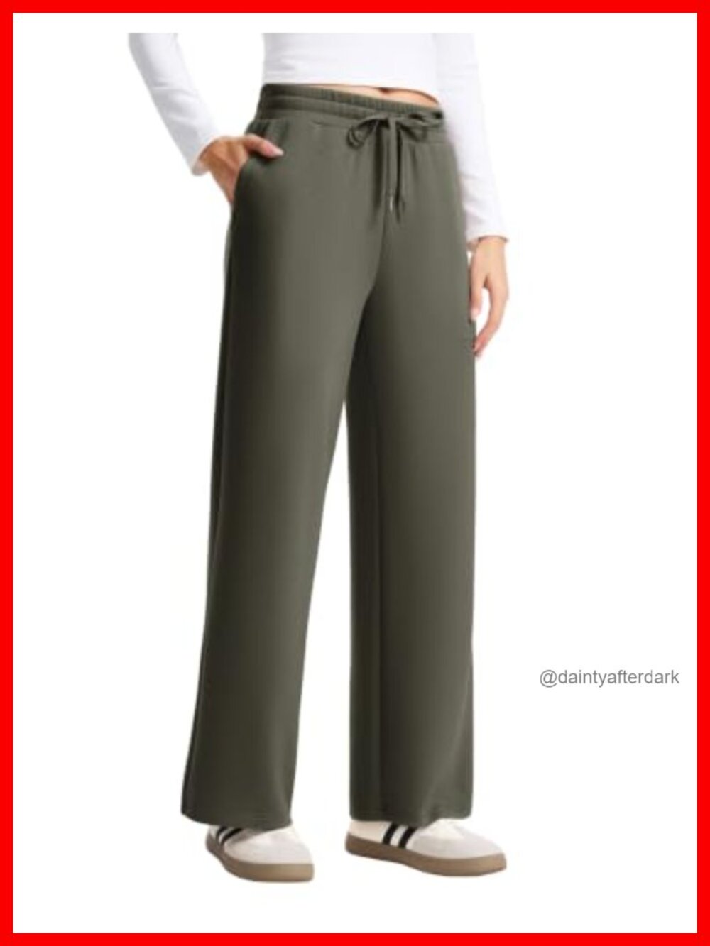 Wide Leg Sweatpants Rayon Air Layer Pockets Drawstring Lounge Pants